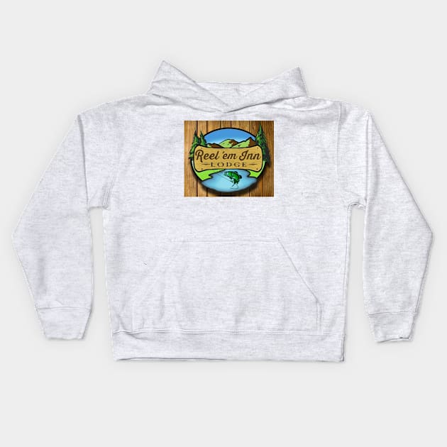 Reel 'Em Inn Lodge Kids Hoodie by WhiskeyTango